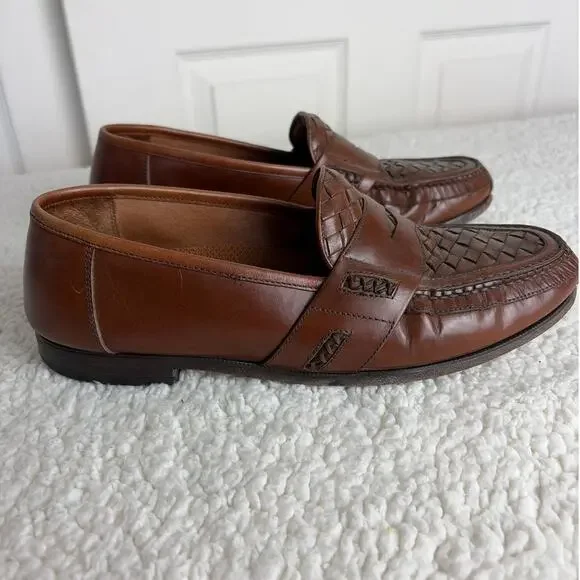 Florsheim Loafers Brown Leather Rattan Slip On Size 10.5 D 11242 - Picture 5 of 9